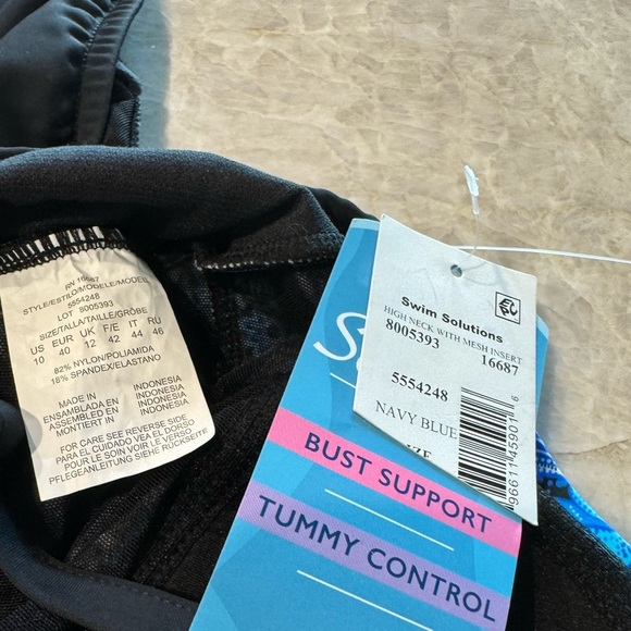 NWT Swim Solutions High‎ Neck Mesh One Piece Swimsuit - Picture 6 of 8